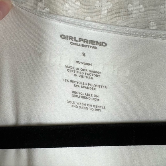 Girlfriend Collective White Long Sleeve Drape Neck‎ Top - Picture 2 of 4